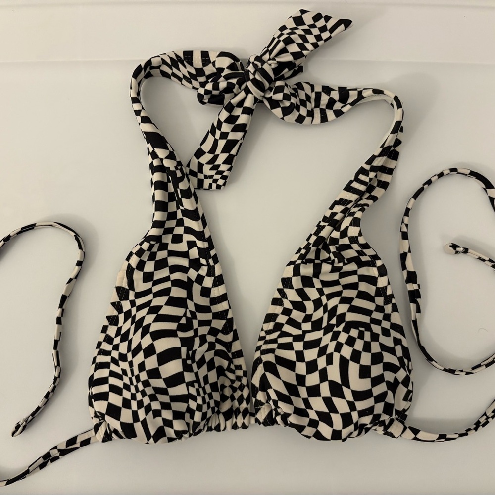 Black and White Checkered Bikini Top